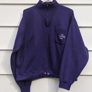 Vintage purple turtle neck sweater 90's embroidery